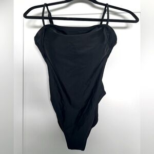 J. Crew black squareneck one-piece swimsuit. Size 4. NWT
Online only. Item BX219